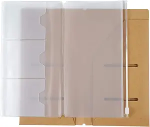 Moterm 2-Piece Plastic Refill Set - Kraft File Folder, Zipper PVC Pouch/Storage Bag Travelers Journal Accessories for Standard Size Travelers Notebook, Travel & Daily Use, Easy Installation