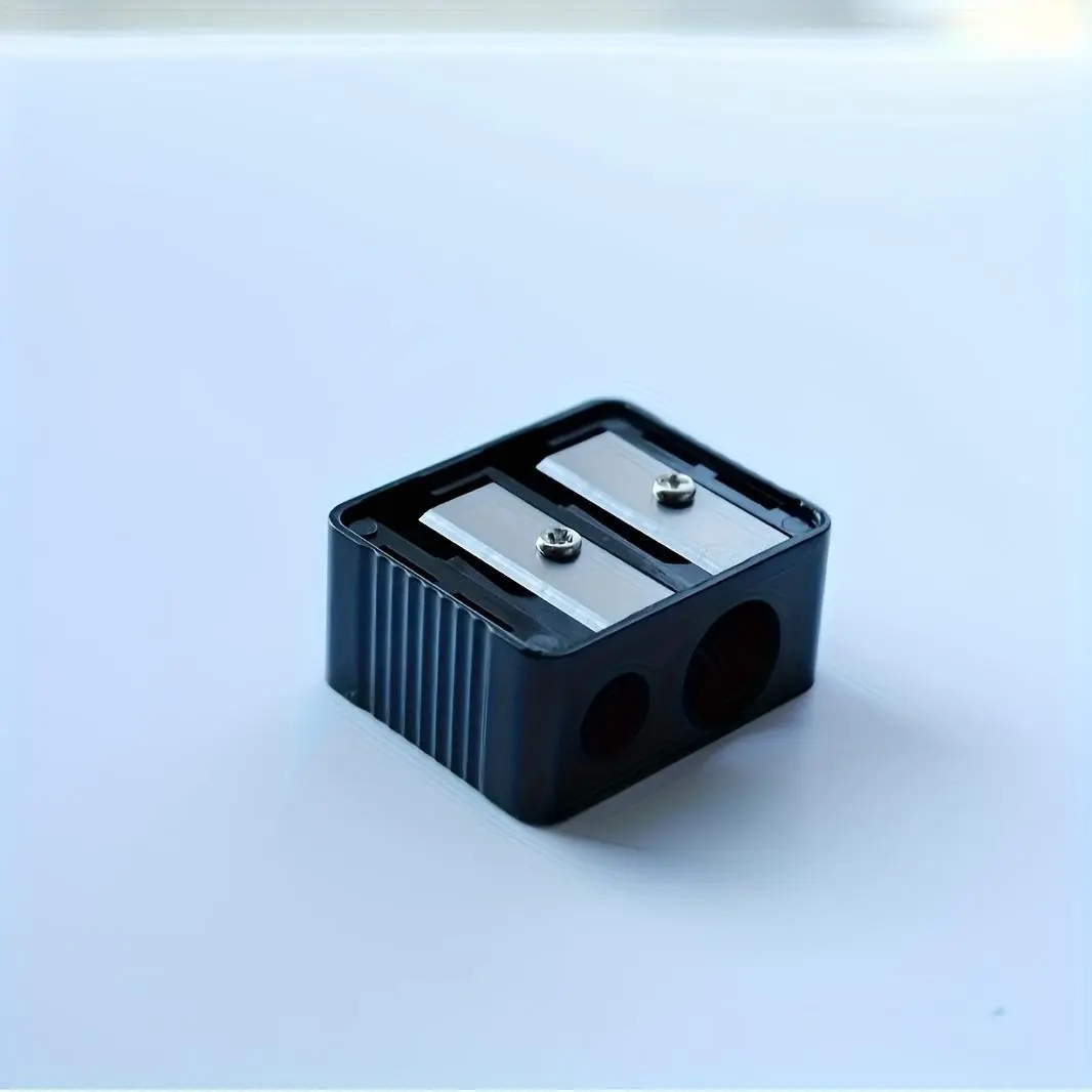 Manual Double Hole Makeup Pencil Sharpener, Portable Ergonomic Design, No Battery Required, Suitable for Eyebrow and Makeup Pencil - Compact Precision Travel Retouching Tool, Metal Shavings Collector