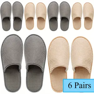 6 pairs of disposable slippers, suitable for families, hotels, spas, parties - sanitary disposable shoes for women and men, hotel supplies
