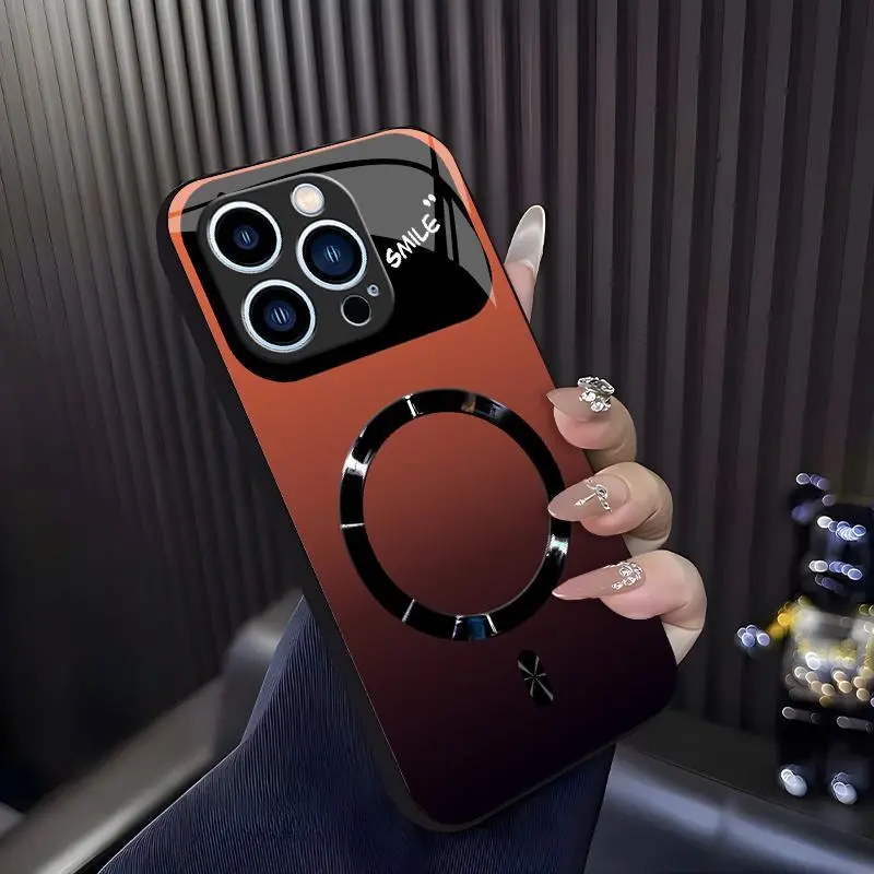 Luxury Sunset Gradient MagSafe Compatible Glossy Protective Cover with "SMILE" Design for [iPhone 14 Pro Max] 952