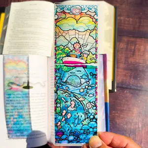 Ponyo Stained Glass Bookmark, Studio Ghibli Bookmarks (Suncatcher Transparent Bookmark with Stained Glass Art, Perfect Book Manhwa Reader Gift, Comic Graphic Novel Reader Gift)