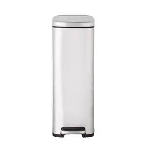 45L Slim Step Trash Can,Heavy Duty Hands-Free Stainless Steel Commercial/Kitchen Step Trash Can, Fingerprint-Resistant Soft Close Lid Trashcan