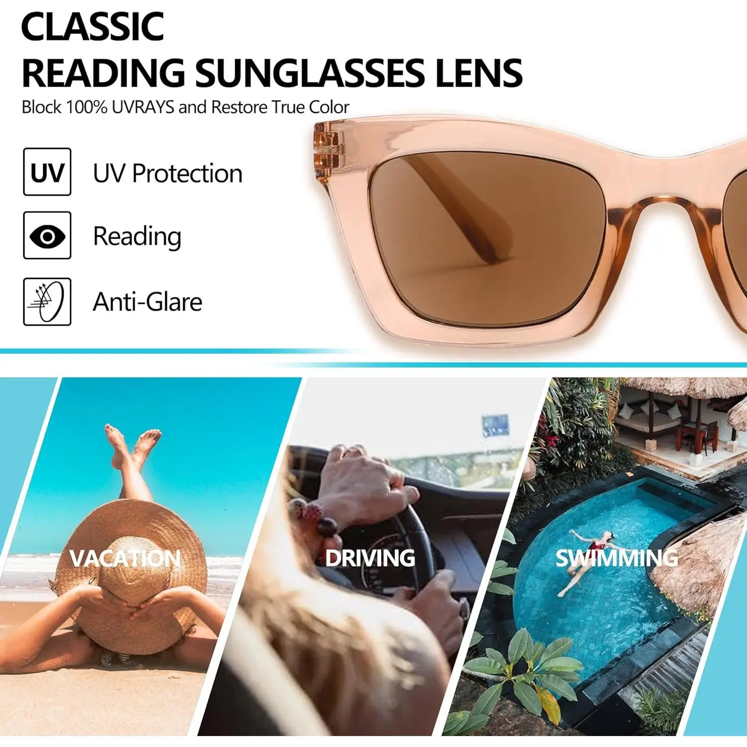 Unisex Boho Reading Sunglasses with UV400 Protection MIASTO PREPPY ROUND KEYHOLE READING SUN GLASSES/SHADES+2.50  main image 2