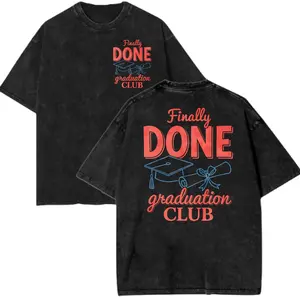 Finally Done Graduation Club T-Shirt, Vintage Washed Grad Graphic Tee, 2026 Senior Grad Gift, Funny Graduation Party Shirt for Men Women