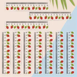10PCS Christmas Theme Plastic Rulers 15cm, Side Features a Serrated Structure, Transparent, Easy to Read Design, Office Supplies, Precision Measuring, Sleek Appearance, Clear Printing