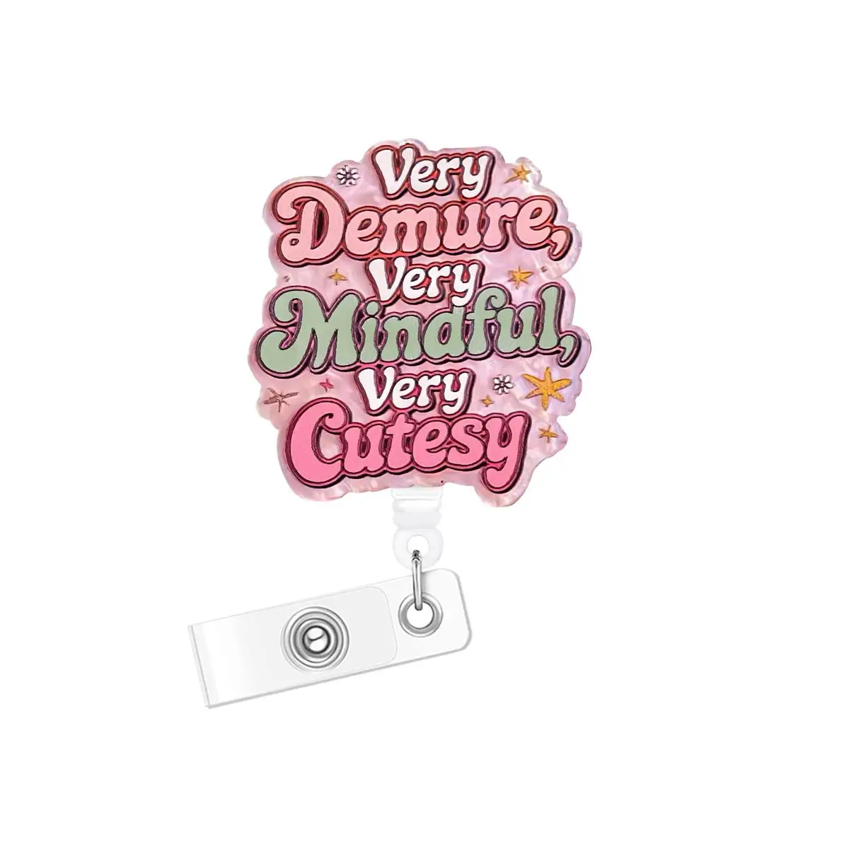 Funny Acrylic Bling Retractable Badge Reel, 1/16pcs Belt Clip Retractable Name Badge Holder for Nurse Doctor Student Worker Volunteer