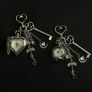 2026 The New Hot-selling Niche Design Love Dial Keychain Exquisite Retro Pocket Watch Pendant Bag Pendant Advanced Sense