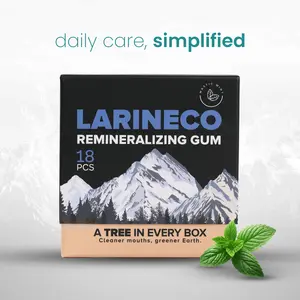 Larineco️ - Mint Remineralizing Gum Snack Bubblegum Nano Hydroxyapatite & Xylitol – Sugar Free – Dye-Free, Aspartame-Free – Natural Base – 18 Pieces