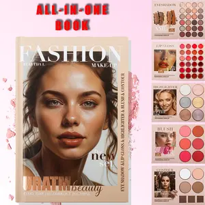 43-Color All-In-One Folding Makeup Palette, 4-In-1 Face Kit With Contour, Highlight, Blush & Eyeshadow. Waterproof & Smudge-Proof For 24H Wear, Natural Blurring Effect With No Fallout. Portable Cosmetics Kit Ideal For Stage, Travel & Parties.