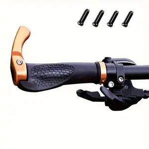 20242pcs of Handlebar Covers, Mountain Bike Grips with Aluminum Alloy Rubber, 4pcs of Shifter Brake Cable Caps in Random Colors, Horn Grips with Sub-Bars, Cycling Equipment, Cycling Accessories, Bicycle Handlebars, Ergonomic, Shock Absorption, Anti-Slip A