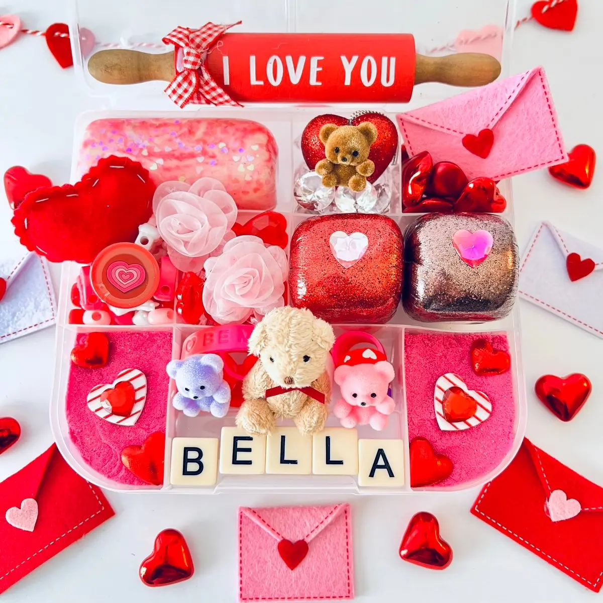 Valentine's Day Play Dough Kit, Personalized Toddler Valentine's Day Gift, Sensory Kit for Kids