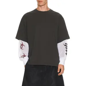 HUF Leon Long Sleeve Double Layer Top in Vintage Black