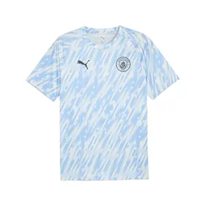 PUMA Mens Manchester City F.C. Warm Up Crew Neck Short Sleeve Jersey Casual - Silver