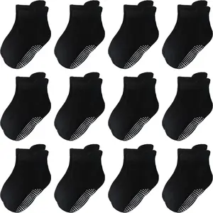 Outdoornon slip grip ankle baby socks 12 pack for toddler boys and girls kids, infant cute cotton baby socks