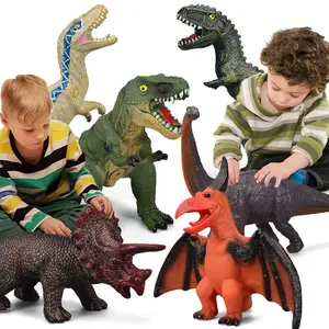 6-Piece Mega-Dinosaur Kit - Tyrannosaurus Rex, Pterosaur, Triceratops, Brachiosaurus, Behemoth, Velociraptor - Realistic, Colorful, Durable Toyset for Kids - Perfect for Birthday Parties, Educational Play, and Dinosaur Science Projects