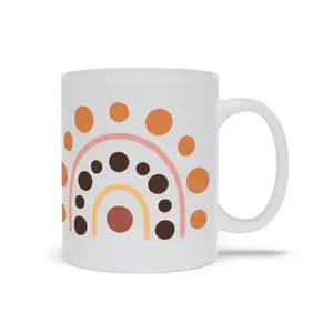 Boho Rainbow Dot Mug – Warm Earth Tones