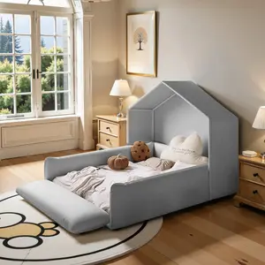 Fun Furniture Twin/Full Size Bed for Kids Children Stitching Tent Bed with Fence Portable Large Playard for Newborn Baby