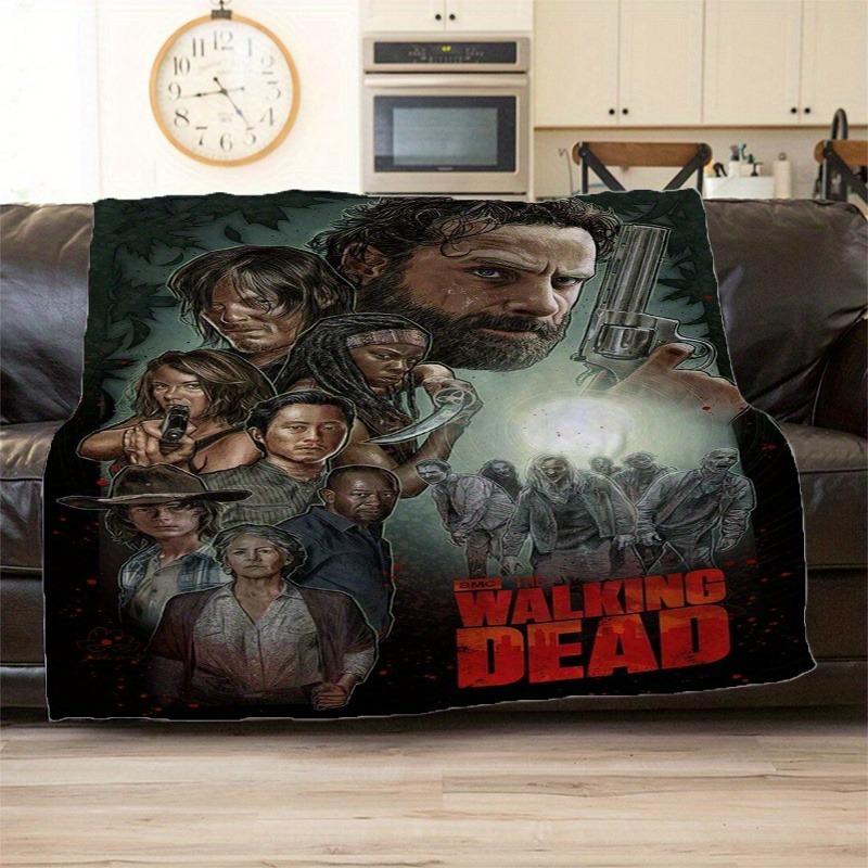 Horror-themed Blanket The Walking Dead TV Series Fleece Blanket - Soft & Cozy Flannel Throw with Iconic Character Designs - Perfect for Sofa, Office, Bed, Camping & Travel - All-Season Comfort Gift for Fans, Fan Gift Item | Vibrant Print Throw