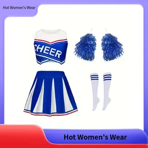 【Hot Women's Wear】Cheerleading Costume, S Event Set, Blue Soprano Costume, Football Party Uniform, Halloween Costume, Women's Cheerleading Performance Complete Costume