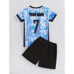Custom #7 Youngsters' Soccer Jersey Set - Quick-Dry, Breathable Polyester, Round Neck Top & Shorts for Boys - Perfect for Sports Training Football Sporty Style