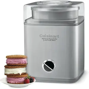 Cuisinart Ice Cream Maker Machine, 2-Quart Ice Cream, Sorbet and Frozen Yogurt Machine, Fully Automatic Double-Insulated Freezer Bowl Makes Frozen Desserts in Under 30 Minutes, ICE30BCP1, Silver