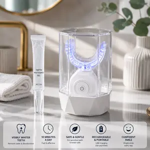 In-Stock Rechargeable Teeth Whitening Device with Wireless Charging, Wholesale Oral Teeth Cleaner Gel Set
