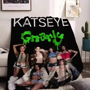 Katseye Gnarly Print Flannel Blanket Ultra Soft Fleece Throw For Bedroom Couch Kpop Fan Gift Home Decor Flannel