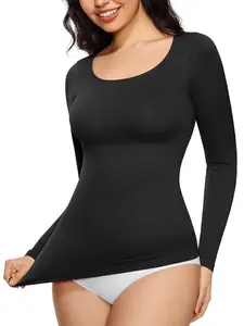 Women's Seamless Design Shaping Long Sleeve Top, Slim Fit Comfortable Breathable Sports Base Layer, Casual Fashion Essential, Athletic Fashion Activewear, Shaping Tops