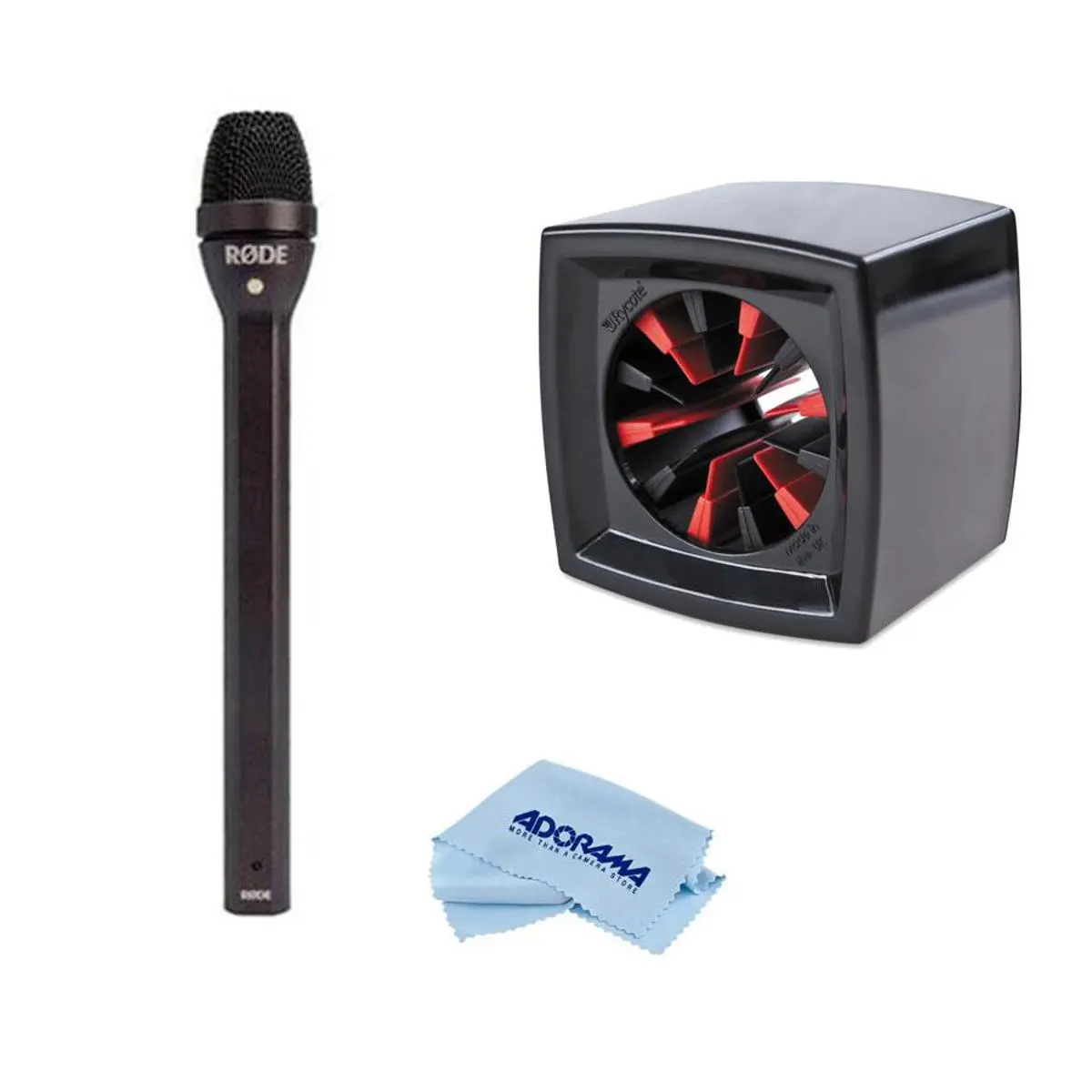 Rode REPORTER Omnidirectional Interview Microphone, 70Hz - 15kHz, 150 Ohms - With Rycote Square Mic Flag for Reporter Mics Ranging 19 to 38mm (0.74-1.49"), Black, Microfiber Cloth