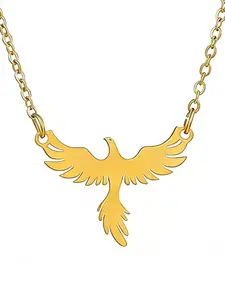Stainless Steel Phoenix Bird Pendant Necklace For Women Fashion Gold Plated Animal Jewelry