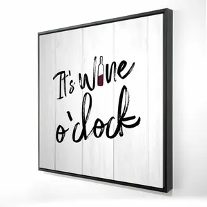 212 MAIN Minimalist Gastronomy Shapes Framed Wall Artwork, 36x36 in "It's Wine O'Clock" Artistic Print - Ready-to-Hang Decoration for Wine Lovers, Modern Home Decor Kitchen Wall Accent