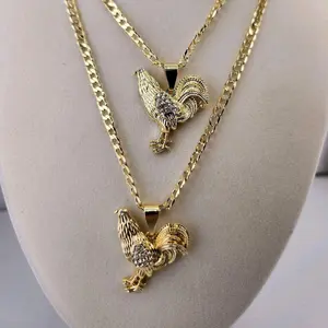 1 - 14K Gold Laminate Gallo Pendant with Cuban Chain