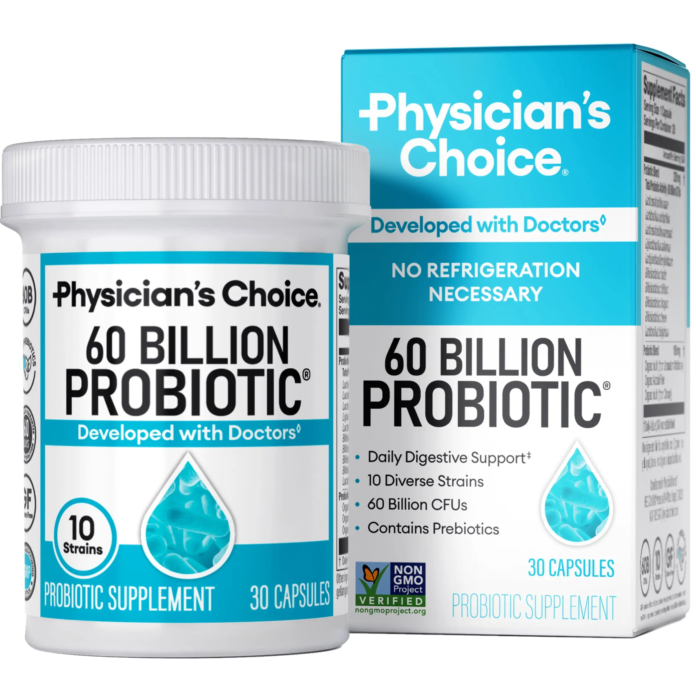 Physician's Choice 60 Billion Probiotic - Daily Gut Health, Digestive & Immune Support for Men and Women with Organic Prebiotics & 10 Unique Strains