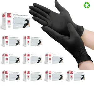 Synmax Vinyl Black Disposable Gloves Power-Free Latex Free Clean Waterproof Wear Resistant Nitrile Material 100 Count