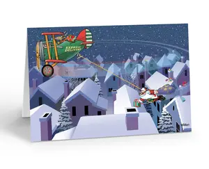 Stonehouse Collection Airplane Christmas Card - 18 Airplane Christmas Cards & Envelopes - USA Made