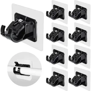 Curtain Rod Brackets No Drilling, 8 PACK Self Adhesive Curtain Rod Holder Hooks, Hangers for Bathroom Kitchen Home Bathroom & Hotel Use