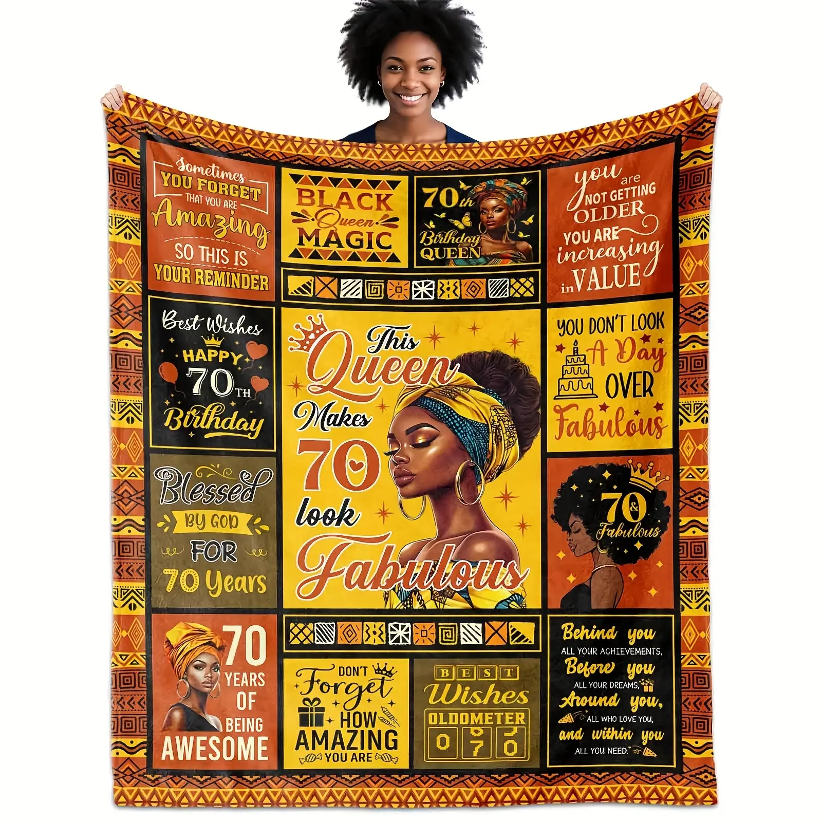 Woman 70th Birthday Gift, Flannel Blanket for Women, 70th Birthday Party Decoration, Inspirational Birthday Present