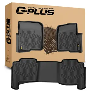 G-PLUS Floor Mats 3PCS Compatible with Ford F150 SuperCrew Cab 2004 2005 2006 2007 2008 1st & 2nd Row All Weather Protection TPE Floor Liners Black
