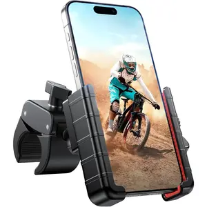 Bike Phone Holder, [Support Video Recording] Motorcycle Phone Mount, [Quick Lock] Bicycle Phone Mount Handlebar Cell Phone Clamp for Scooter, Friendly Compatible with iPhone Samsung Red