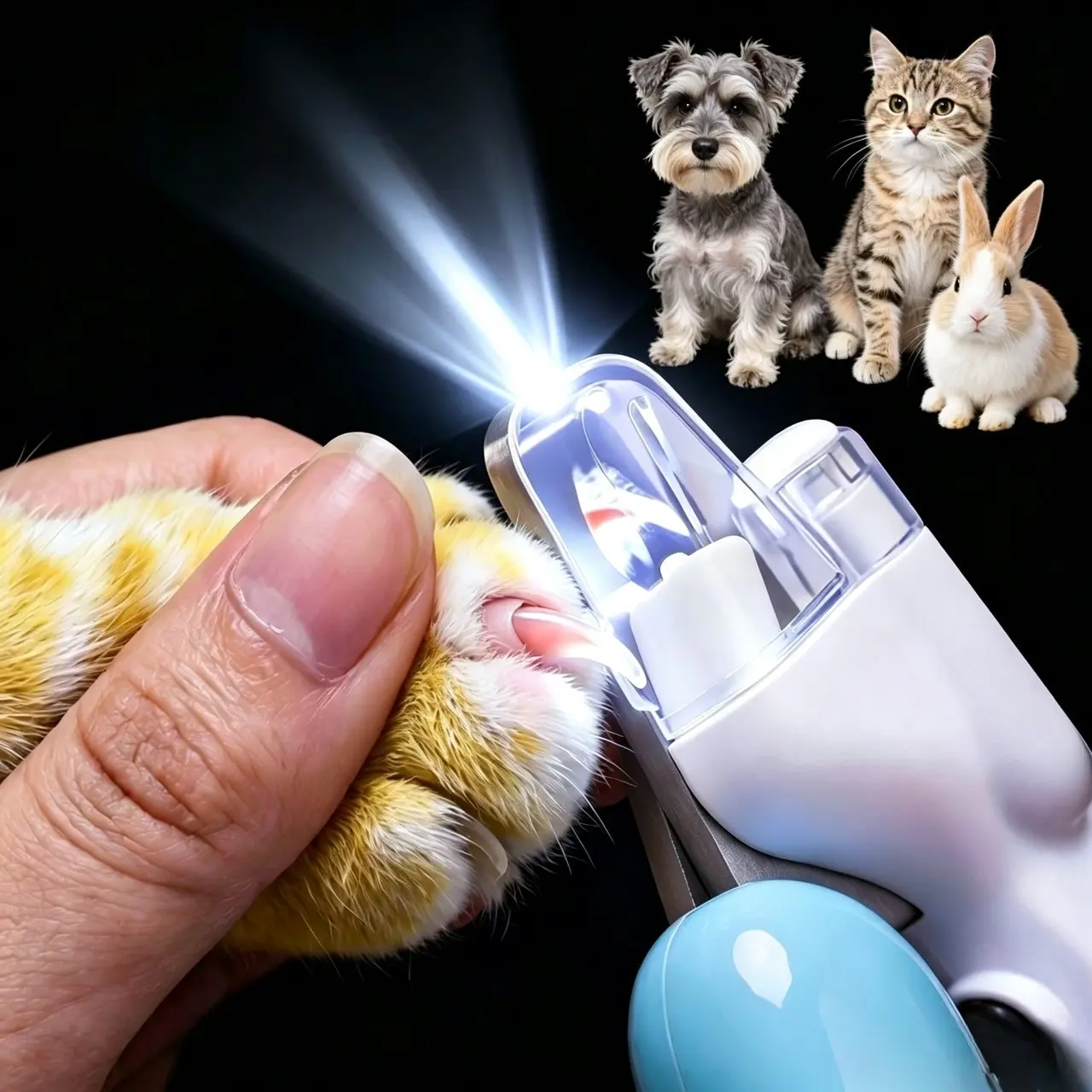 Avoid Cutting Pet Blood Vessel LED Safety Guard Pet Nail Scissors