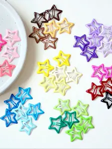 20pcs Women Star Shaped Fashion Snap Clip, Silver Color Hair Accessories, Y2K Style Hair Bars & Claw Clips, All Season Casual