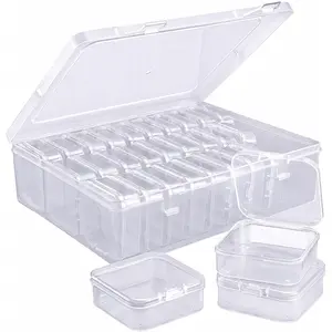 15 Pcs Small Clear Plastic Bead Organizer Boxes with Hinged Lid Stackable Storage Containers for Jewelry Nails Seeds with 66 Labels