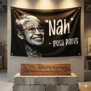 "Nah" Rosa Parks Flag 3x5 ft Outdoor Vivid Color Polyester Statement Wall Flag Anniversary Decor UV Fade Resistant Fly Garden with Brass Grommets Tapestry Wall Mural Tapestry Wall Hanging
