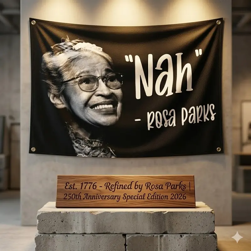 Rosa Parks "Nah" Slogan Print High-Density 3x5 ft Outdoor Polyester Flag, Vivid Color UV Fade-Resistant with Brass Grommets, Tapestry Wall Mural, Bold 3x5 Wall Art for Anniversary, Celebrities Hyperrealism Home/Party Backdrop Banner