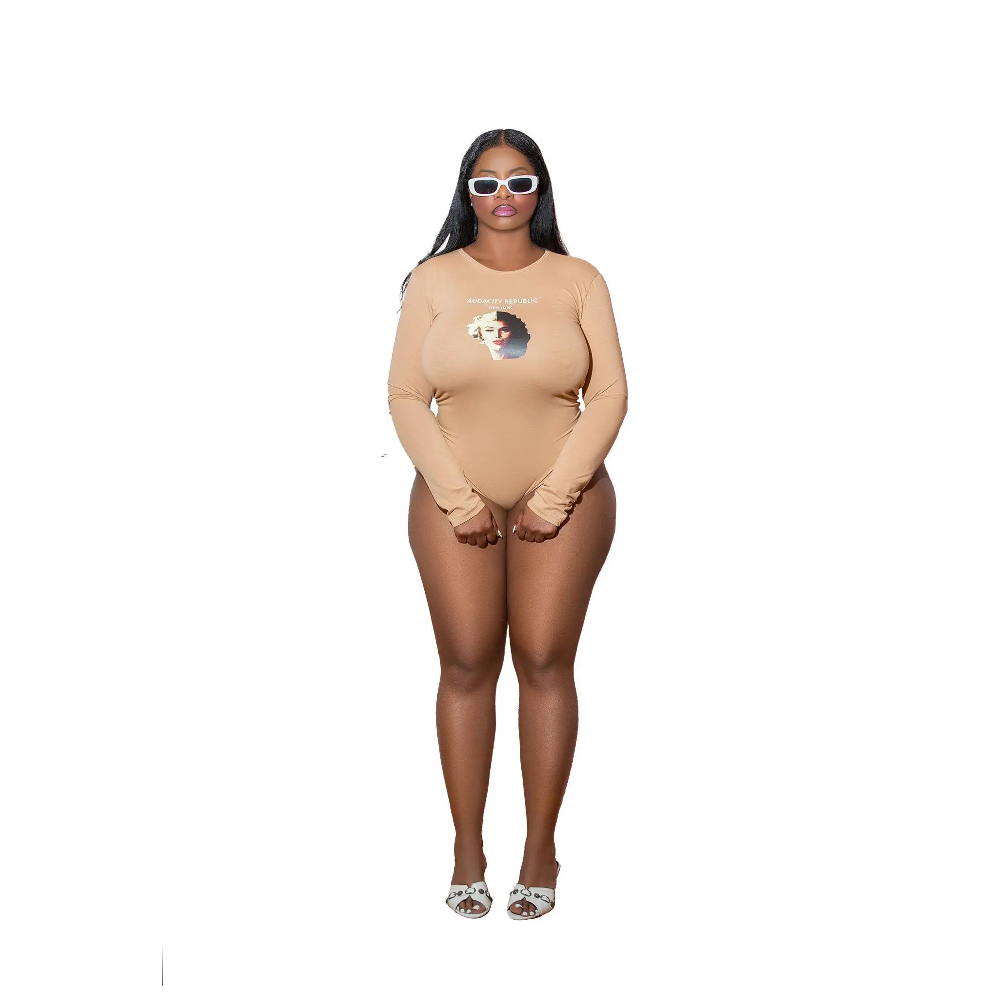 The Audacity Republic ™️ Dandridge Monroe Nude Bodysuit Cotton Silk
