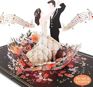 Anniversary Card,Music & Light Pop Up Wedding Anniversary Cards for Husband Wife Couple, Anniversary Present Gift for Her Him