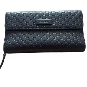 Pre-owned GUCCI Leather Small Leather Goods Microguccissima Continental Wallet black 316