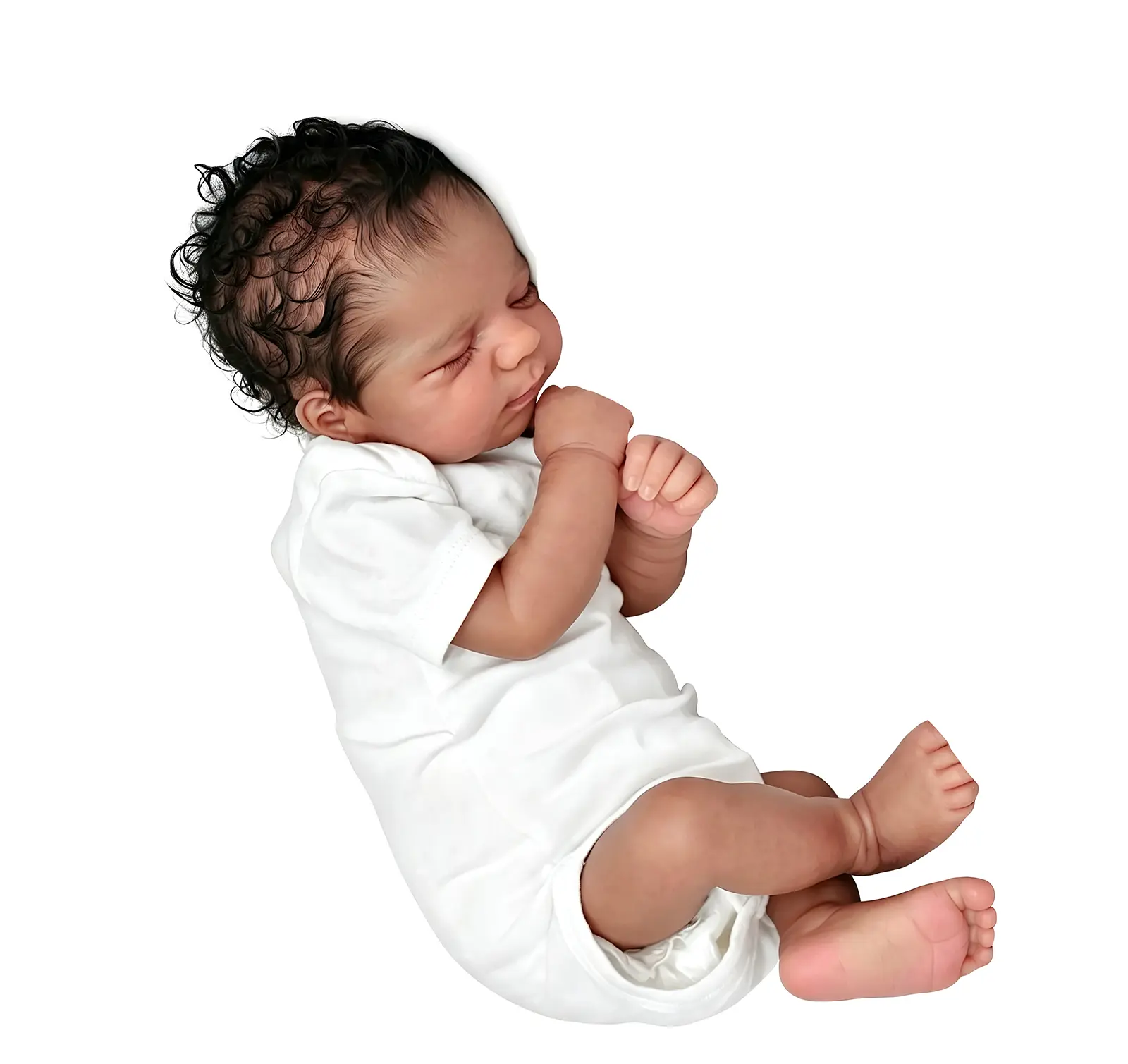 19 Inch Black Reborn Baby Doll - Realistic Sleeping Newborn Toy, Hand-Rooted Hair, Vinyl Head & Limbs, Cloth Body, Soft Lifelike Doll for Kids Age 3+ baby dolls newborn baby doll micheal jackson doll newborn baby dolls baby doll