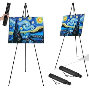 2 Pack 63" Easel Stand for Display Easels for Sign Artist Poster Wedding Signs Black Easel Floor Tripod Standing Poster Easel, Lightweight Metal Portable Welcome Board Stand | with Carry Bag