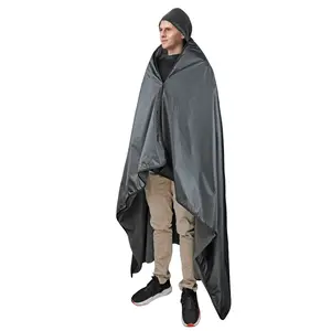 Catalonia Waterproof Blanket for Outdoor, Hooded Blanket Poncho, Windproof, Warm for Stadium,Sporting Events, Camping